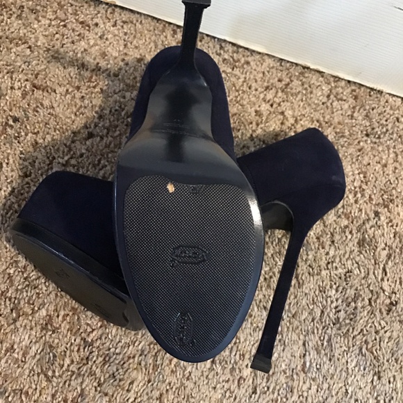 YSL blue suede Tribute Shoe - Picture 4 of 5